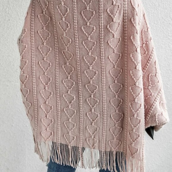 pink vegan fur fringe detail open front cardigan - Picture 5 of 6